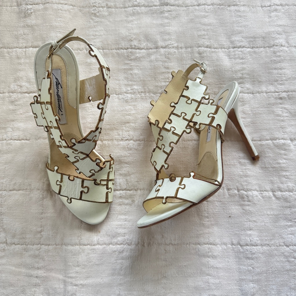 Brian Atwood Sommer Leather Puzzle Heel • Size: 37
